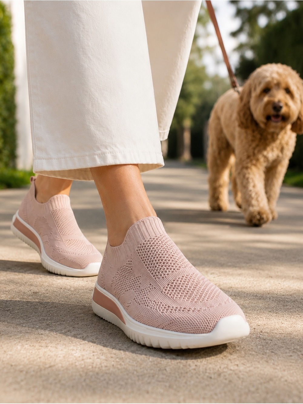 Steve Madden Knit Stretch Slip-On Sneakers in Blush Taupe
